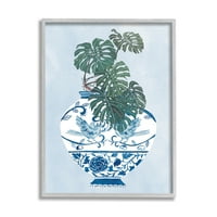 Ступел индустрии монстера палмово растение богато украсена синя птица ваза сцена, 14, дизайн от Мелиса Уанг 