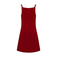 Летни рокли за жени Mini A-Line Sleeveless Fashion Halter Solid Dress Wine 2xl
