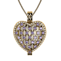 Нана сърце на сърцата медальон медальон Майка Женски възрастен висулка, жълто-юни камък 6