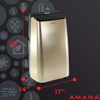 AMANA преносим климатик с дистанционно управление, променлив ток за помещения до Sq. Ft., 24h таймер, 3-степенна, LCD дисплей,