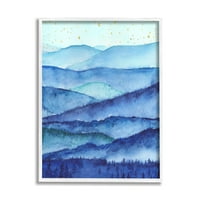 Ступел индустрии сини планини дървета природа блестящи звезди небе Живопис бяла рамка изкуство печат стена изкуство, дизайн от Аролин Вайдерхолд