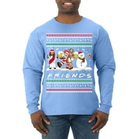Wild Bobby, Santa Friends TV Parody Смешни герои Грозни коледни пуловерни мъже риза с дълъг ръкав, светлосиня, xx-голям