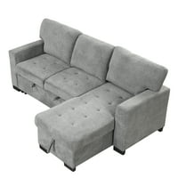 Евроко секционен диван комплект с издърпване на леглото L-образен диван с багажник за съхранение функционален диван с падаща маса