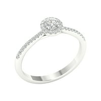 Годежен пръстен с диамантено Ореолче от 10к Бяло Злато
