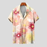Simplmasygeni Men's Tops Summer Clearance късо ръкав Непозициониращ печат Хавайска риза за ревера Небрежна комфортна плажна риза