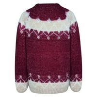 Пуловер за жени модерни етнически печат приспособления Crewneck Дълги ръкав пуловер Шрит есен зимен бизнес кабел плетен труд върхове