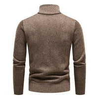 Мъжки пуловер с дълъг ръкав стойка яка пуловер върхове есента зима половин цип джобен пуловер мода от свободното време солиден