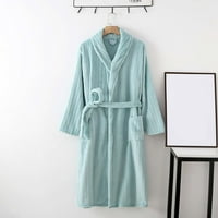 WHLBF пижама комплект за женски клирънс Дамска модна халат Халат Удължаване Поддържайте топла ревера същия стил за мъже и жени