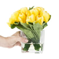 Лале изкуствена флорална аранжировка с ваза и Фау вода-фалшиви цветя за домашен декор, сватби, душ център от чиста градина