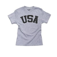 Голям шрифт Simple USA - American Pride Graphic Boy's Cotton Youth Grey тениска
