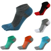 Мъжки пет пръсти на пръстите дишащи памучни чорапи чисти спортен треньор, работещи с пръсти чорапи, сини 39-44 均码