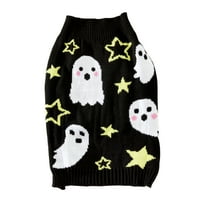 Жизнени кучешки дрехи, призраци и звезди Хелоуин пуловер за домашни любимци, Черно, средно