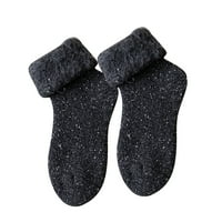 Компресионни чорапи за жени унизирайте модните солидни топло сгъстяване на средната тръба чорапи снежни чорапи чорапи черни един