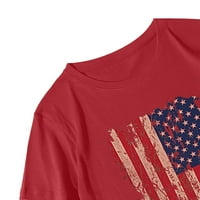 Ризи за жени американски флаг тениска патриотични ризи жени 4 юли късо ръкав отгоре тийнейдж