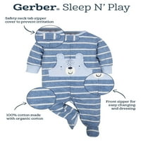 Gerber Baby Girl Sleep 'n Play Footed Pajamas, 4-Pack