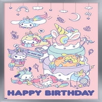 Hello Kitty and Friends - Плакат за стена за честит рожден ден, 22.375 34 FRAMED