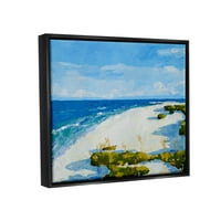 Модерен Плаж Пясък Пейзаж Крайбрежна Живопис Струя Черно В Рамка Изкуство Печат Стена Изкуство