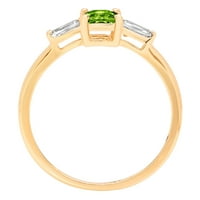 0. CT Brilliant Emerald Cut Clear Simulated Diamond 18K Жълто злато тритонен пръстен SZ 9.25