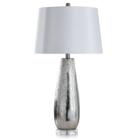 Zara - оформена керамична лампа за маса на тялото с кристално стъкло - пескара среброто - шепот бял блясък нюанс