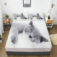 3D котешки отпечатан лист за спално бельо Прекрасен домашен текстил за спално бельо, пълен