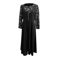 Wendunide рокли за жени, жените рокли Kaftan Arab Jilbab Abaya Lace Stitching Maxi рокля черно