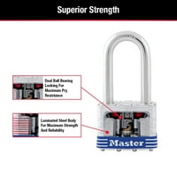 Master Lock Padlock 3Trilf Ламиниран стоманен щифт, 1-9 16 инча с 1- Shackle, опаковка