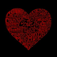 Тениска за поп арт за мъже с думи - кънтри музика сърце