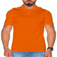 Niuer мъжки риза бутон летни върхове ревера тениски за дишане дишаща тениска с къс ръкав пуловер оранжев m