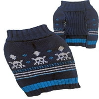 Череп и кръстосани кости раирано Куче пуловер, синьо, средно