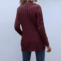 Charella жени плетат жилетка свободна огромна опаковка джоб есен зимни пуловери палто вино, m