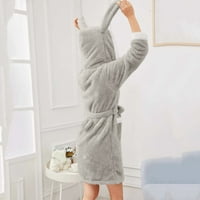 Жени пижами халат с качулка Лек топъл плюшен дълъг фланелен спален облекло с качулка Блав плюшен дълъг халат пижама за жени