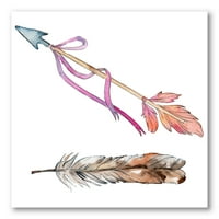 Розово птиче перо от крило на стрелка живопис платно изкуство печат