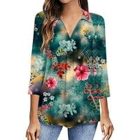 Дамски течащи скрити кожи ризи есен флорални принт сладки тийнейджъри модерни стилни облечени ризи v ризи за врата Небрежни удобни