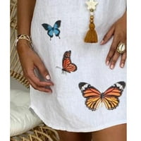 Dianli Plus размер рокли за жени ежедневни V-образно деколте късо ръкав мини пеперуда щампа летни рокли небрежни робилни рокля