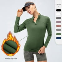 Женски UPF 50+ Sun Protection дълъг ръкав тънък голф тенис тенис, работещ с риза квартал Zip