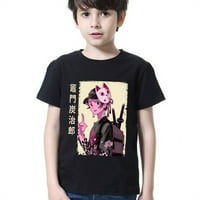 Чист памучен детски тениска аниме демон убиец от печат на деца с къс ръкав, подаръци за тениска за деца, плюс дрехи с размер