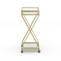 Реджина х-рамка двустепенна метална и стъклена количка за сервиране, златно покритие