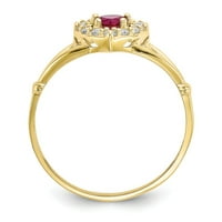 10k жълто златово пръстен тематичен кубичен циркония CZ бяло червено, размер 8
