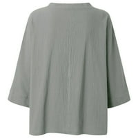 Eleluny плюс размер жени v Вратна тениска пеперуда блуза Блуза Разхлабени ежедневни върхове Сив XL