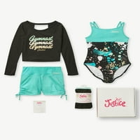 Справедливост Момичета подарък Бо-танцов комплект включително Дълъг ръкав тениска, моден танц Кратко, Мода трико с ластик, и крака