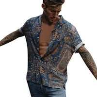 Пакет тениски Мъжки лятна модна ежедневна ревера принт с късо ръкав топ блуза
