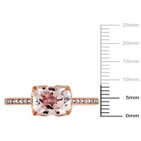 Каратов Т. Г. в. Морганит и диамантен акцент 10кт розов златен коктейлен пръстен