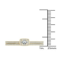 Карат Т. в. диамантен единичен ореол 10кт жълт златен годежен пръстен комплект