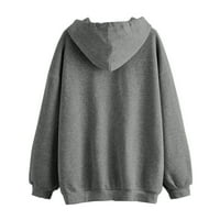 Durtebeua дамски качулки цип в продължение на дълги ежедневни качулки падат солиден пуловер с дълъг ръкав топ блуза с джоб
