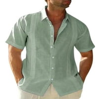 Rejlun мъже летни ризи ревера тениска с къси ръкави върхове мъжки ежедневни тениски ежедневно облекло блуза зелено m