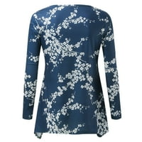 Зимни върхове на Akiihool за жени плюс размер женски блузи с дълъг ръкав небрежни ризи за деколте с двойни слоеве мрежести туники върхове върхове