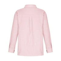 Cacommark pi женски върхове дълъг ръкав есен просвет женски плътни цветни бутони ризи v шия разхлабена блуза ежедневна работна
