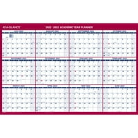 -А -Glance Хоризонтална обратима изтриваема академична редовна година -Стенски календар, голям, 36 24