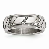 Плътна от неръждаема стомана мъниста сватбена лента с размер на пръстена 12,5