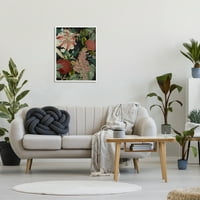 Ступел Индъстрис тропически Бохемски флорална илюстрация Зелено червено графично изкуство в рамка Арт Принт изкуство за стена, 24х30, от Дафне Полсели